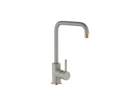 CASCATA SQUARE SPOUT GOLD BRASS - PURQUARTZ GREY