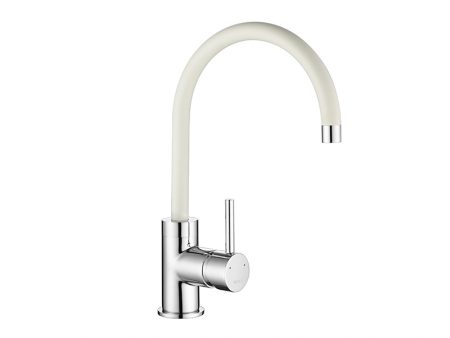 COURBE DUO CURVED SPOUT CHROME BODY - PURQUARTZ WHITE SPOUT