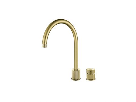 FINIRE KNURLED TWO HOLE TAP BRUSHED GOLD BRASS