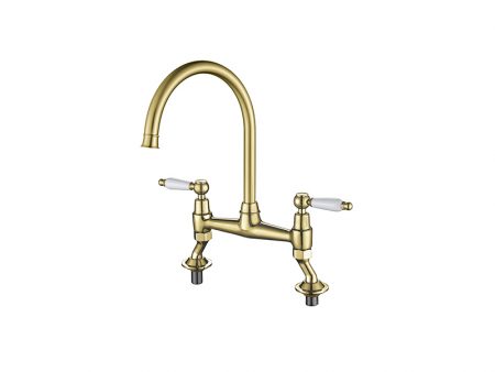 MOULINS CLASSIC BRIDGE MIXER BRUSHED GOLD BRASS