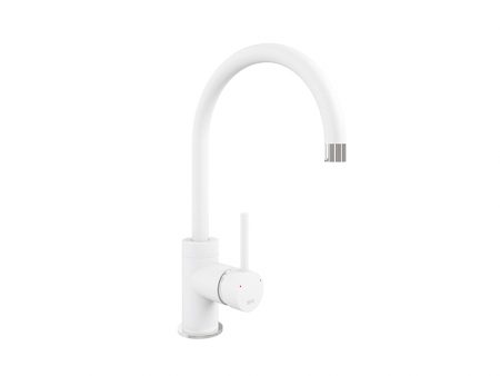 COURBE CURVED SPOUT CHROME - PURQUARTZ WHITE